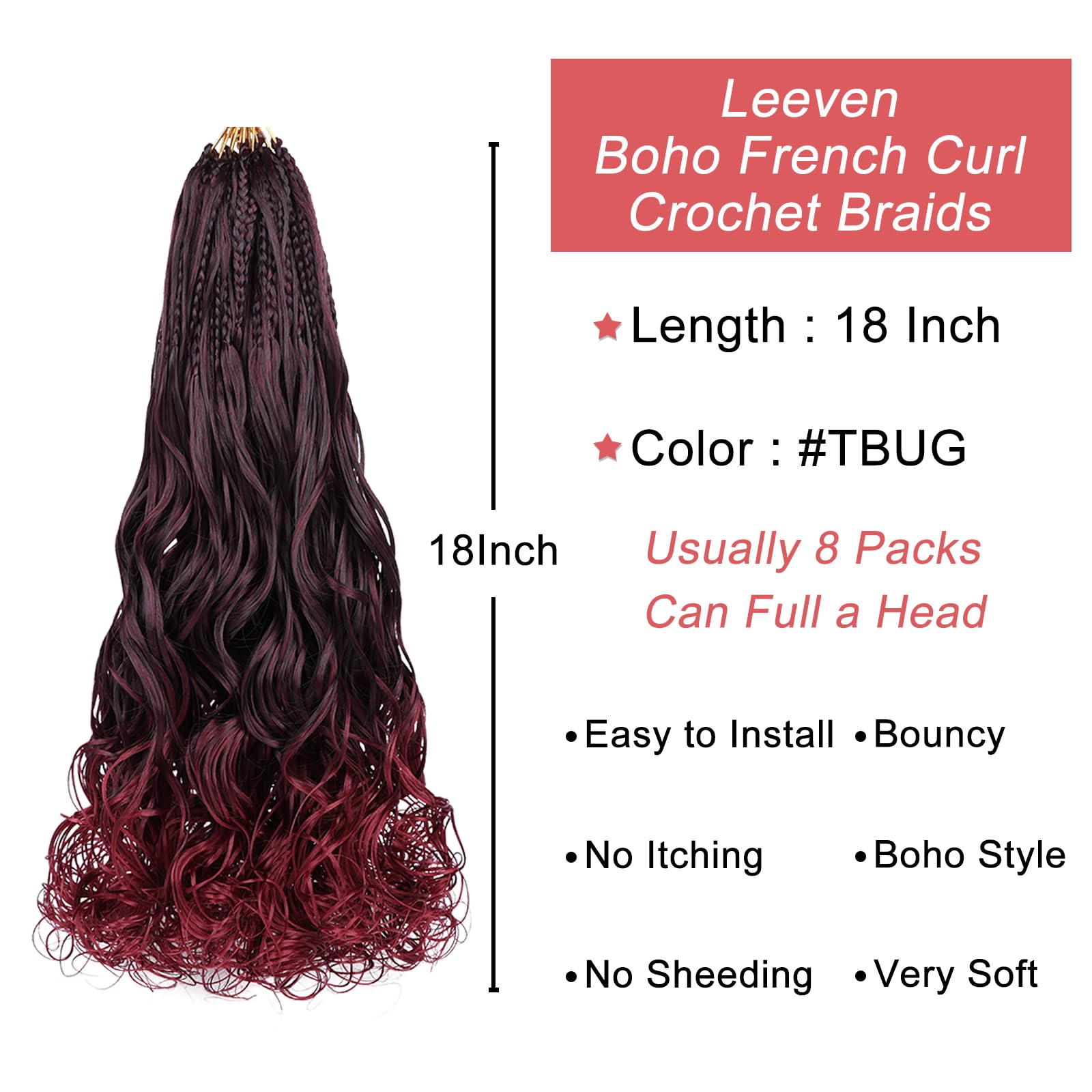 激レア✴︎RED RCHWE レッドリーチェ ソードパンツ　オベリスク　ブラウン Amazon.com : Leeven Boho French Curl Crochet Braids 18 Inch 8